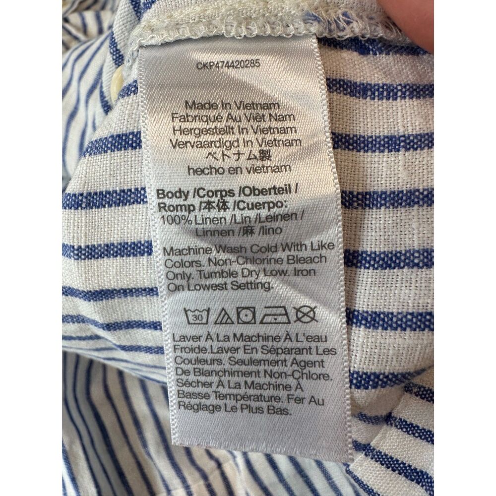 Madewell 100% Linen Dolman Blue and White Stripe Button Down Shirt Size XS - Picture 4 of 5